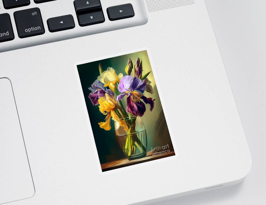 Irises Sticker featuring the mixed media Irises 2 by Binka Kirova