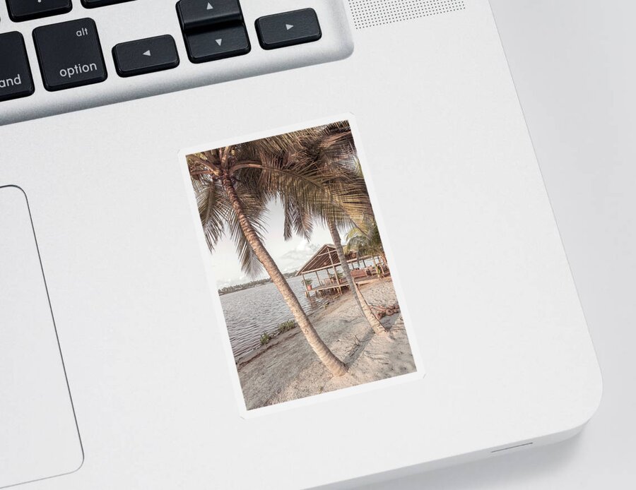 African Sticker featuring the photograph Island Beachhouse Dock by Debra and Dave Vanderlaan