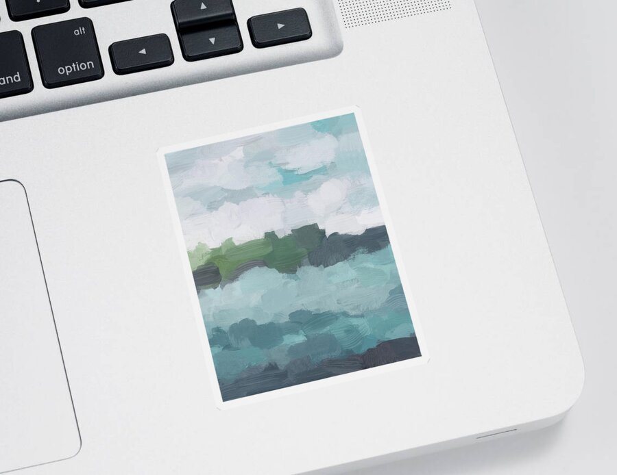 Aqua Blue Green Teal Sticker featuring the painting Island in the Distance II by Rachel Elise