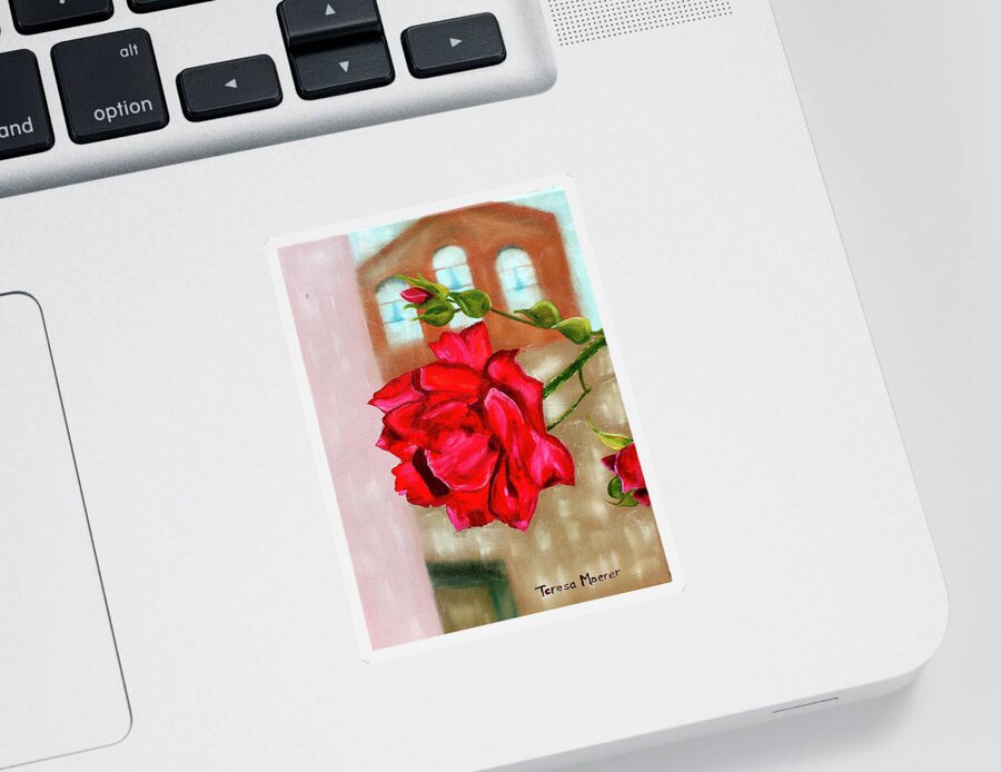 Rose Sticker featuring the painting Italian Rose by Teresa Moerer