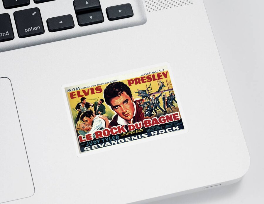 Jailhouse Sticker featuring the mixed media ''Jailhouse Rock'', with Elvis Presley, 1957 by Movie World Posters