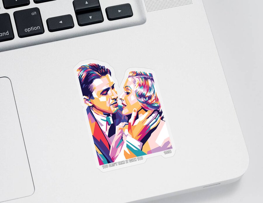 James Stewart Sticker featuring the mixed media James Stewart and Jean Arthur 1938 by Movie World Posters