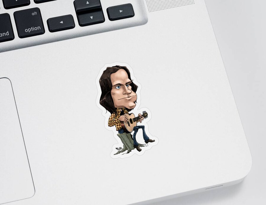 Mikscott Sticker featuring the drawing James Taylor, in color by Mike Scott