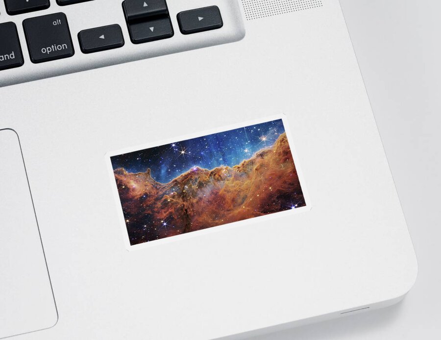 3scape Sticker featuring the photograph James Webb Telescope The Cosmic Cliffs in Carina by Adam Romanowicz