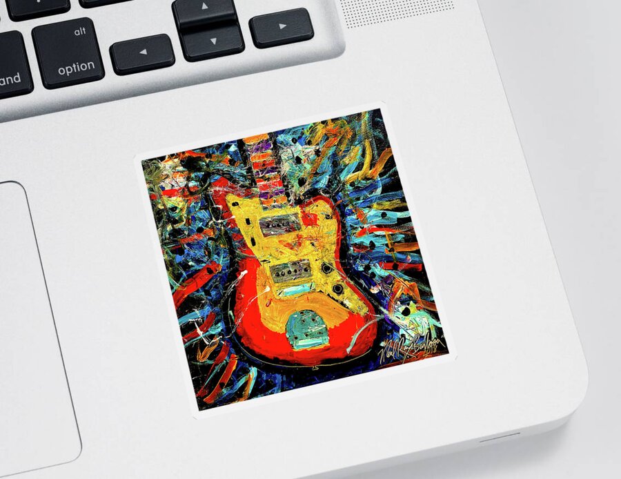 Jazz Master Sticker featuring the painting Jammin on vegas jazz master by Neal Barbosa