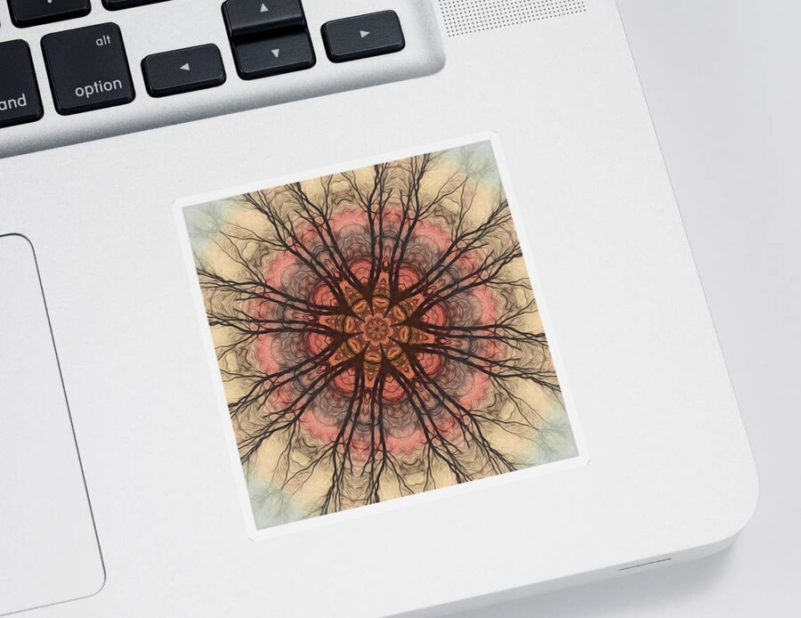 Mandala Sticker featuring the digital art January Sunrise Mandala by Beth Sawickie