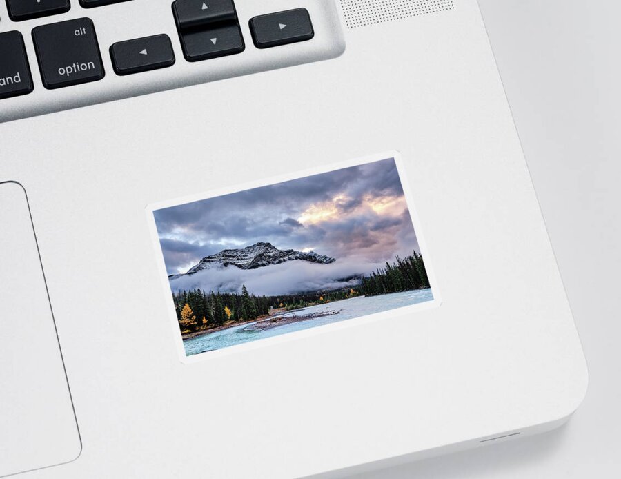 Cloud Sticker featuring the photograph Jasper Mountain In The Clouds by Carl Marceau
