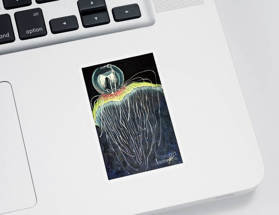 Aquatic Sticker featuring the painting Jellyfish by Jolanta Anna Karolska