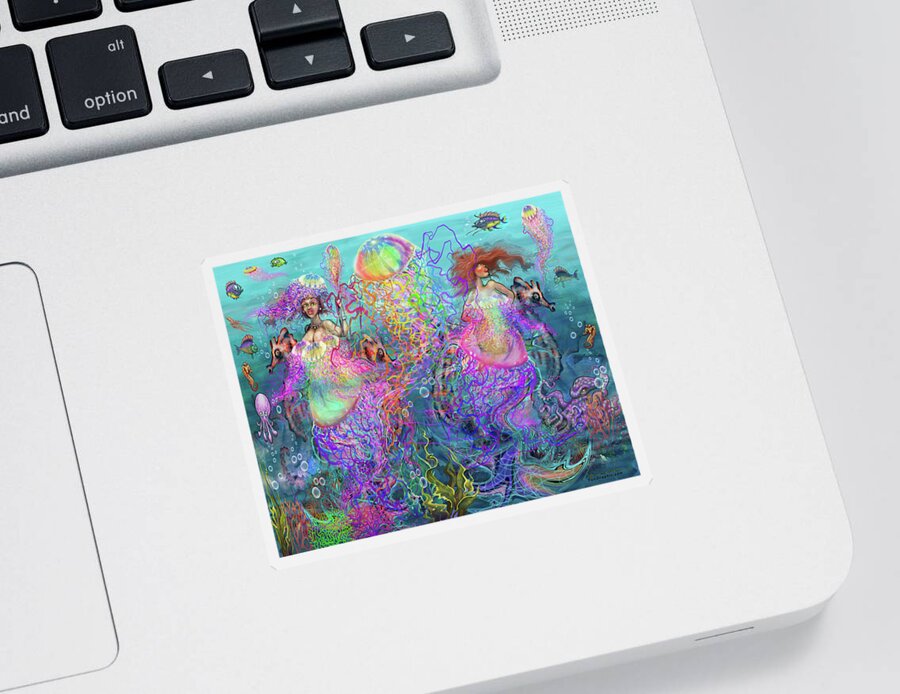 Jellyfish Sticker featuring the digital art Mermaid Disco Dresses by Kevin Middleton