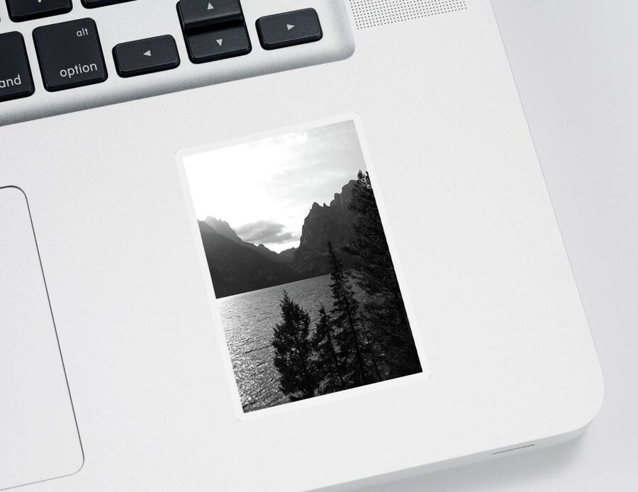Jenny Lake Black And White Sticker featuring the photograph Jenny Lake Black And White by Dan Sproul