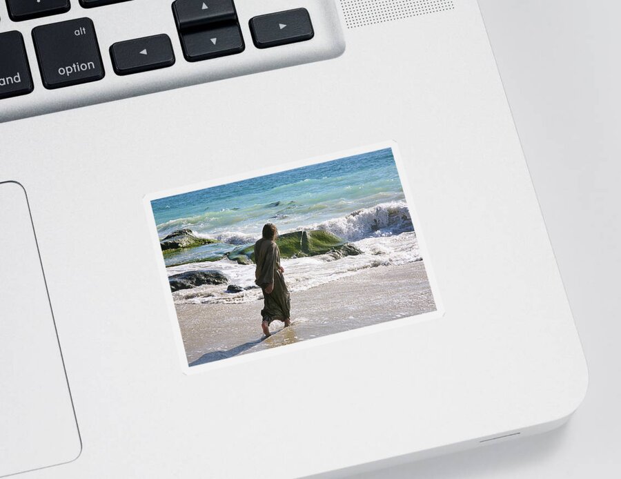 Jesus Sticker featuring the photograph Jesus At The Beach by Acropolis De Versailles