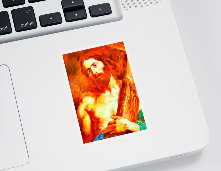 Cross Sticker featuring the photograph Jesus Carrying The Cross by Munir Alawi