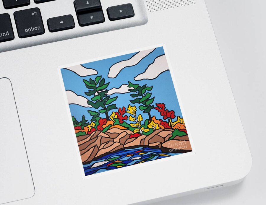 Trees Sticker featuring the painting Jewel Cove by Petra Burgmann