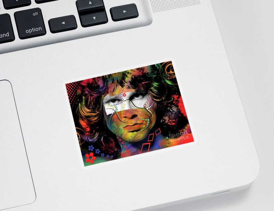 Jim Morrison Sticker featuring the digital art Jim Morrison by Mark Ashkenazi