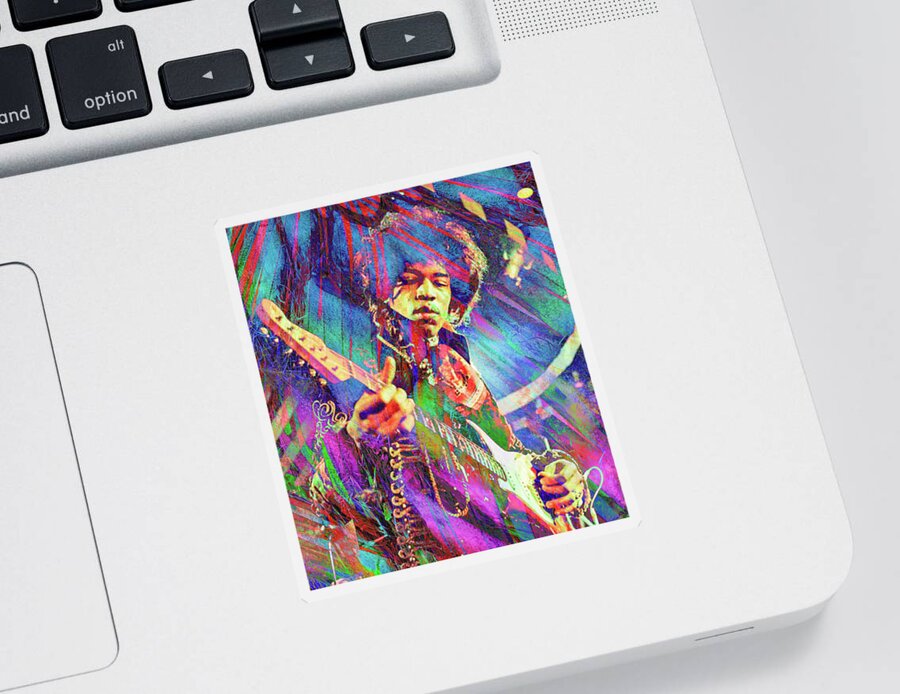 Jimi Hendrix Sticker featuring the digital art Jimi Hendrix by Rob Hemphill