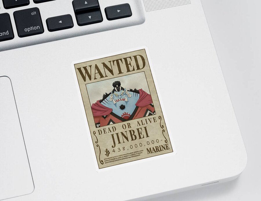JINBEI bounty wanted poster one piece Sticker by Shiro Vexel - Pixels