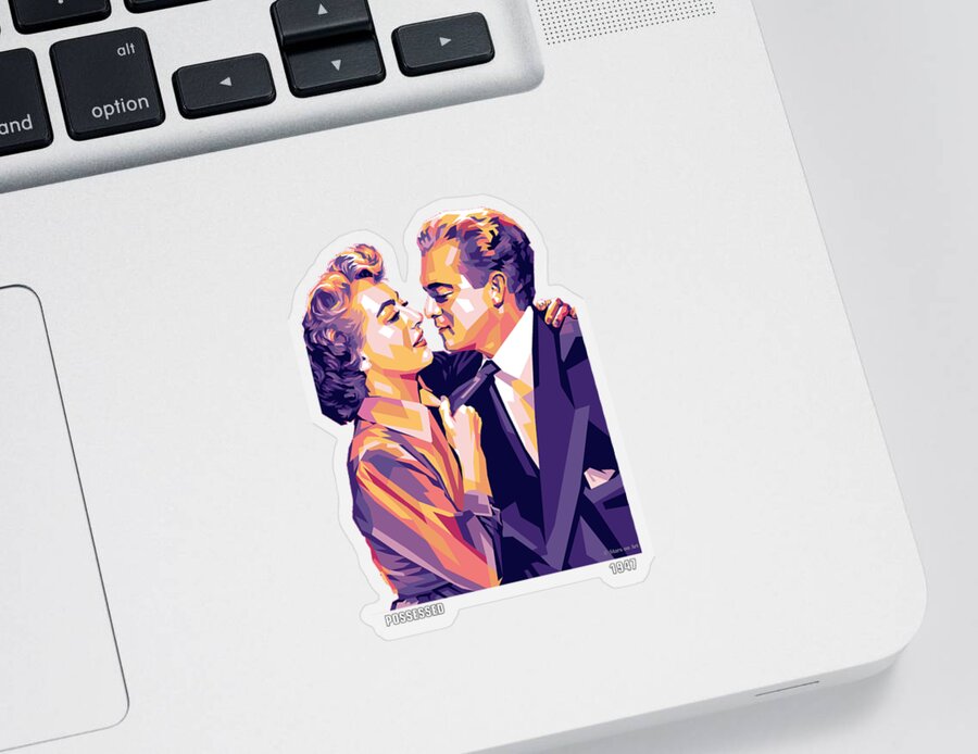 Joan Crawford Sticker featuring the digital art Joan Crawford and Van Heflin by Movie World Posters