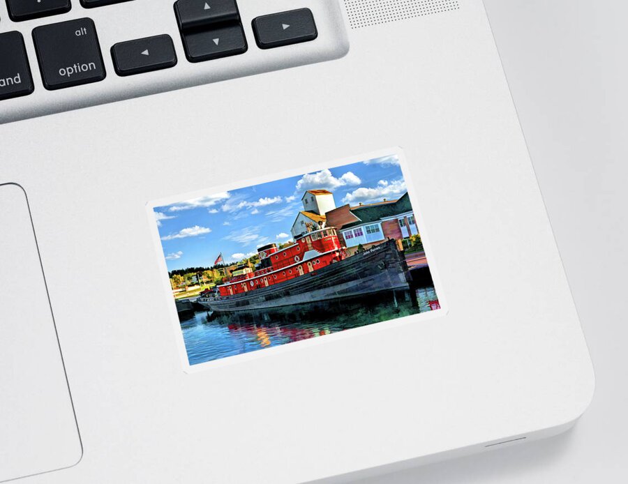 Tugboat Sticker featuring the painting John Purves Tugboat by Christopher Arndt