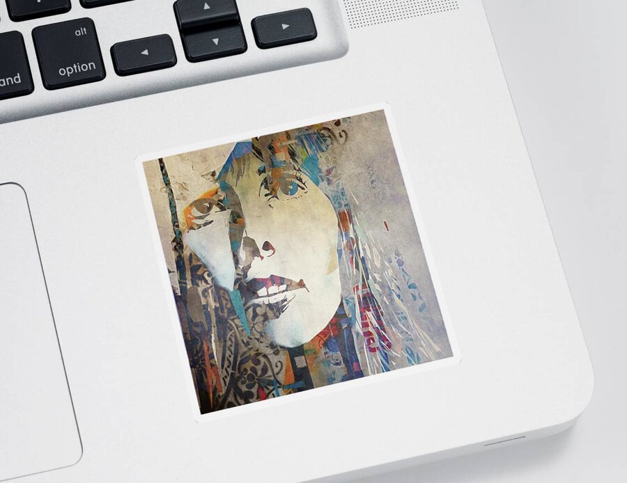Joni Mitchell Art Sticker featuring the mixed media Joni Mitchell - Chelsea Morning by Paul Lovering