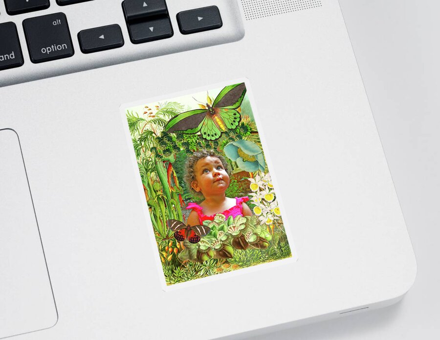 Little Girl Sticker featuring the mixed media Josie by Lorena Cassady