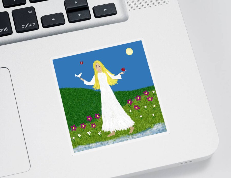 Blonde Sticker featuring the digital art Joy by Elaine Hayward