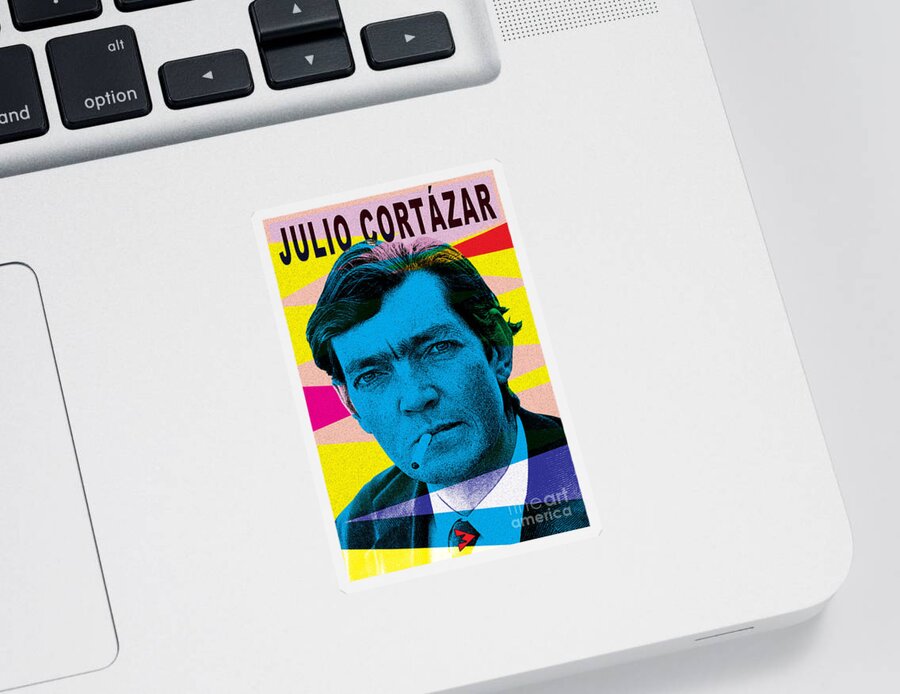 Julio Cortázar Sticker featuring the digital art Julio Cortazar by Zoran Maslic