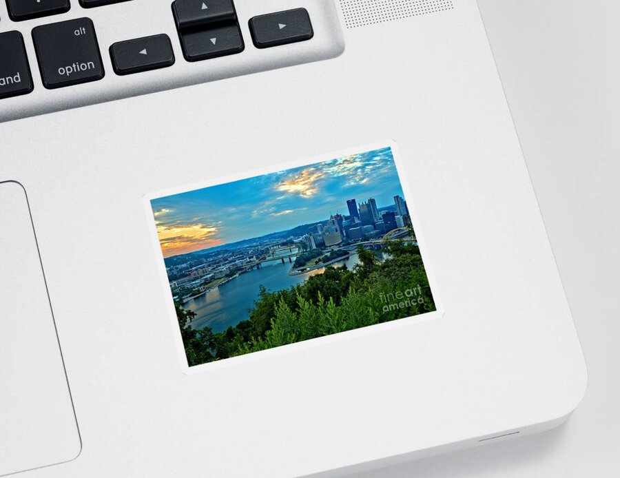 Pittsburgh Sticker featuring the photograph July Morning Over The Allegheny River by Adam Jewell