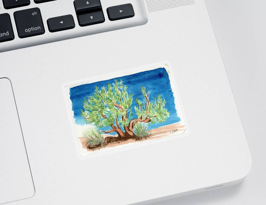 Juniper Tree Sticker featuring the painting Juniper with Berries by Tammy Nara