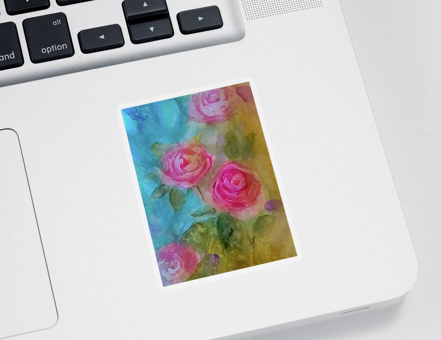 Rose Sticker featuring the painting Just a Quick Rose Painting by Lisa Kaiser