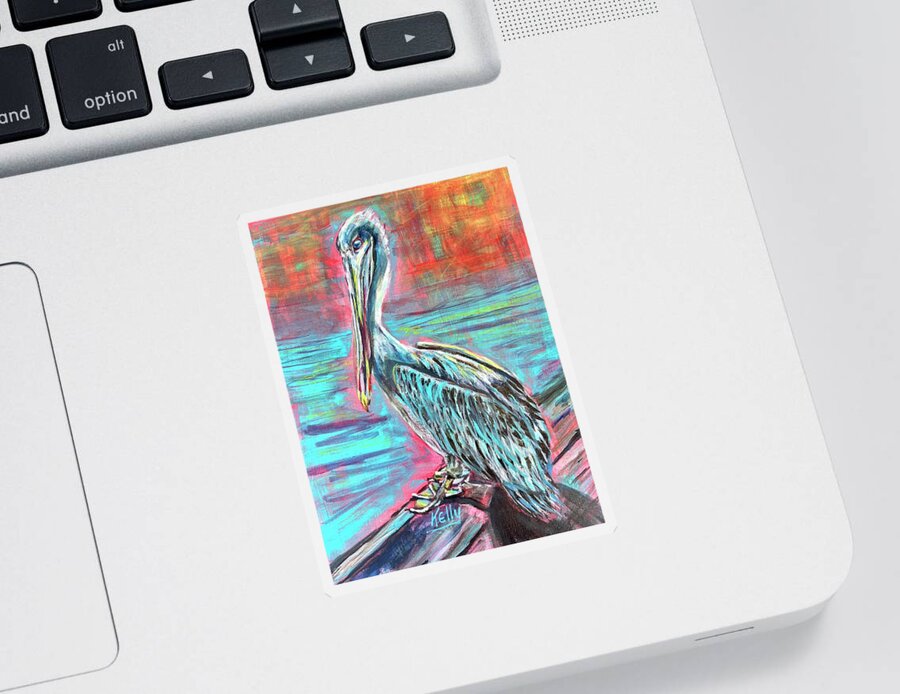 Key Largo Sticker featuring the painting Key Largo Pelican by Kelly Smith