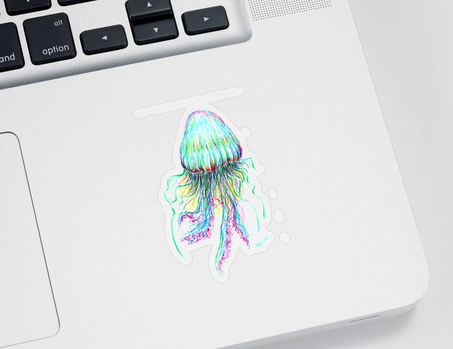 Jellyfish Sticker featuring the painting Key West Jellyfish Study 2 by Shelly Tschupp