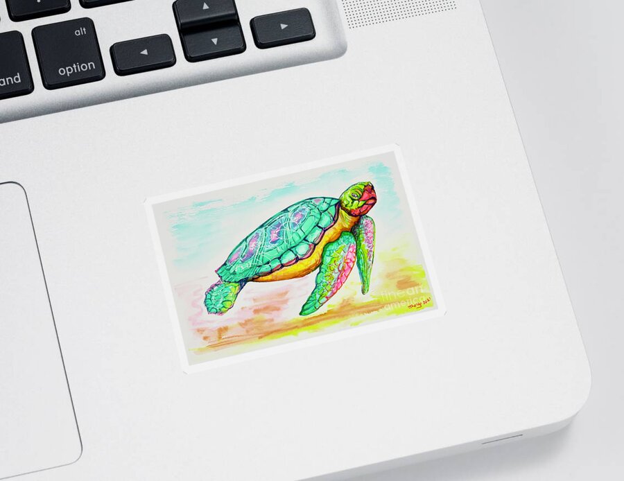 Key West Sticker featuring the painting Key West Turtle 2 2021 by Shelly Tschupp