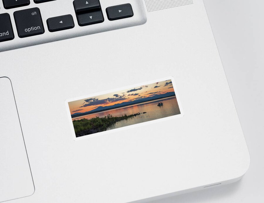 Maine Sticker featuring the photograph Kezar Pond Sunset Fishing by White Mountain Images