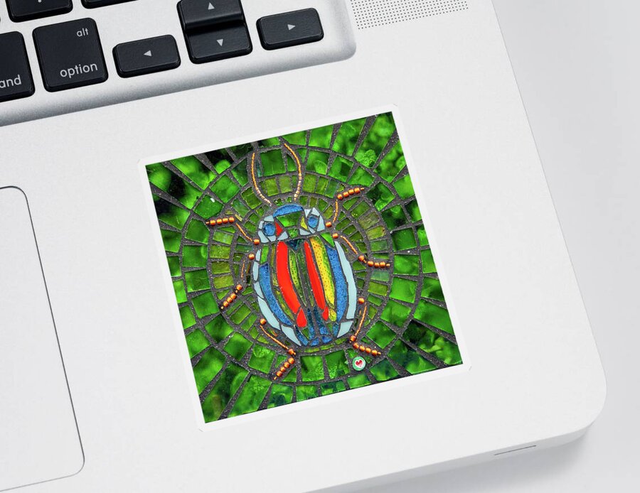 Beetle Sticker featuring the glass art Khepri by Cherie Bosela