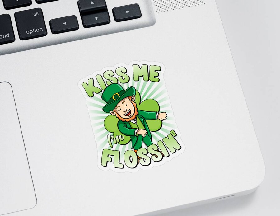 Cool Sticker featuring the digital art Kiss Me Im Flossin Floss St Patricks Day by Flippin Sweet Gear