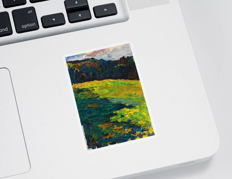 Kochel Sticker featuring the painting Kochel - Mountain meadow at the edge of the forest 1902 by Wassily Kandinsky
