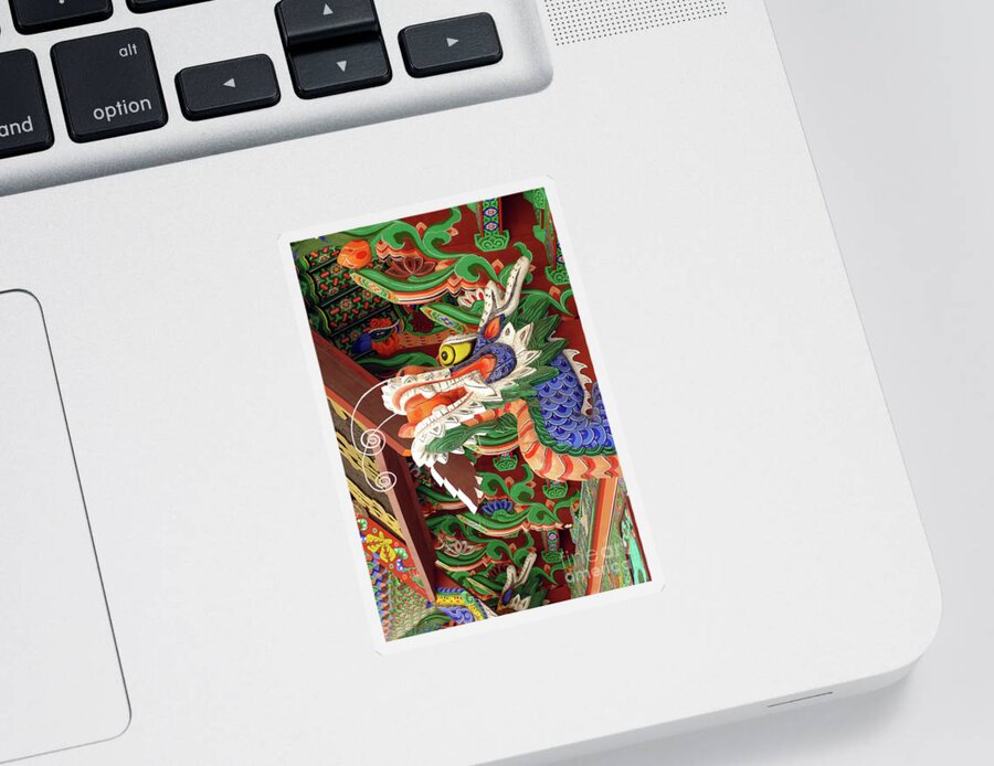 Dragon Sticker featuring the photograph Korean dragon by Delphimages Photo Creations