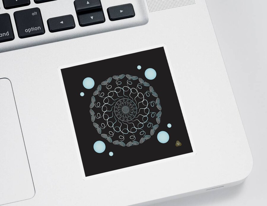 Mandala Sticker featuring the digital art Kuklos No 4336 by Alan Bennington