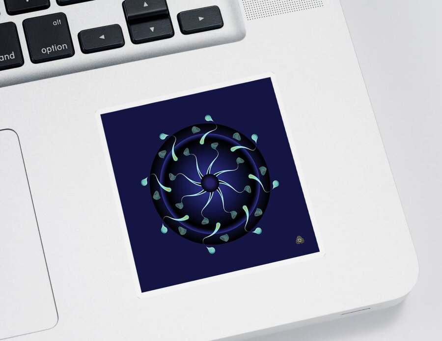 Mandala Sticker featuring the digital art Kuklos No 4367 by Alan Bennington