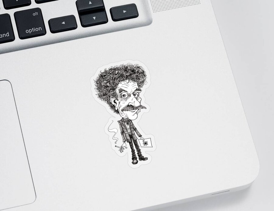Caricature Sticker featuring the drawing Kurt Vonnegut by Mike Scott