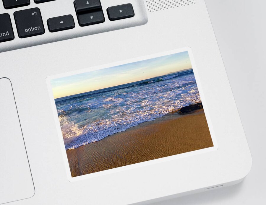 La Sticker featuring the photograph Milky waves,Shell beach, Sandiego by Bnte Creations