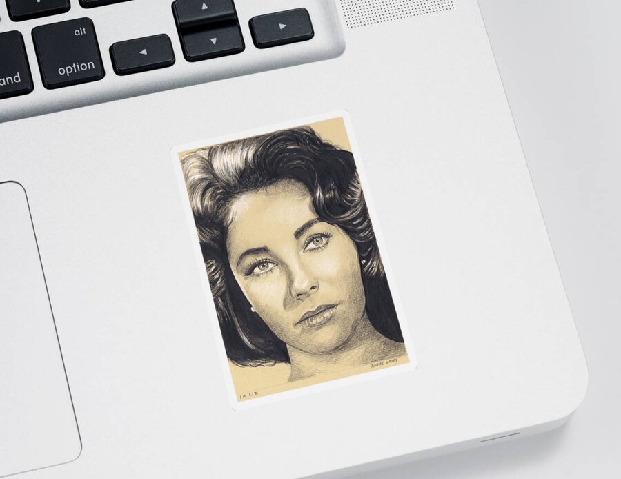 Actress Sticker featuring the drawing La Liz by Rob De Vries