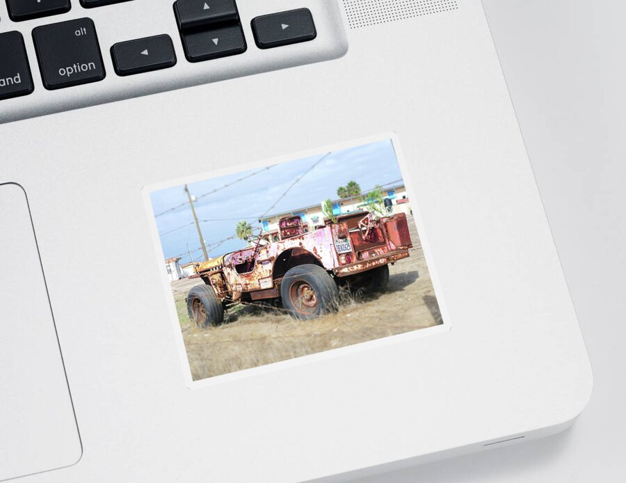 Jeep Sticker featuring the photograph La Salina Jeep by John Vail