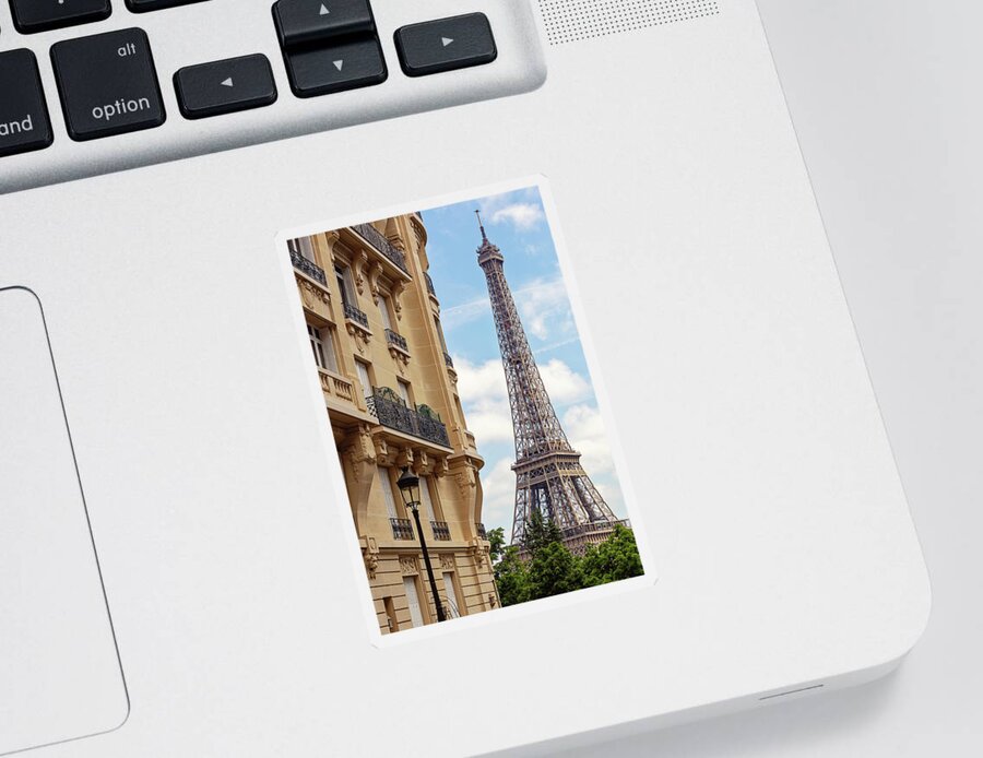 Eiffel Tower Photography Sticker featuring the photograph La Tour Eiffel from Avenue de Camoens by Melanie Alexandra Price