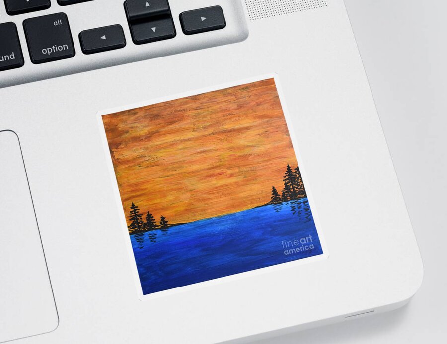 Water Sticker featuring the painting Lake Evening by Monika Shepherdson