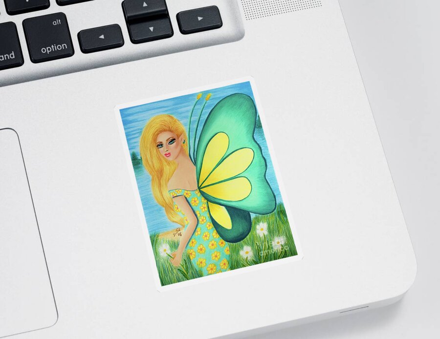 Art Sticker featuring the painting Lake Fairy by Dorothy Lee