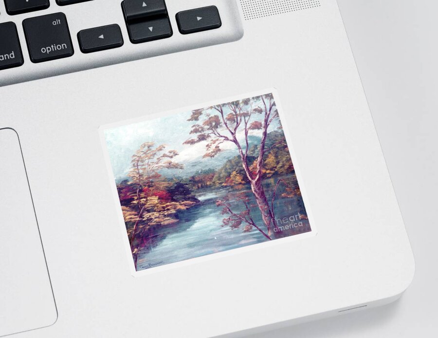 Water Sticker featuring the painting Mountain Lake in Autumn by Catherine Ludwig Donleycott