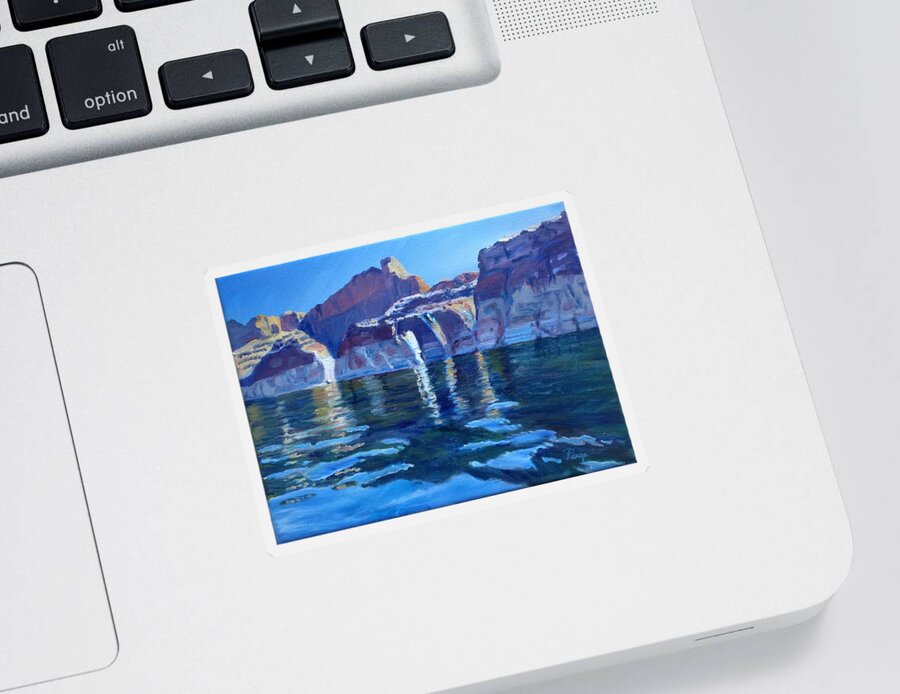 Lake Sticker featuring the painting Lake Powell Reflections by Page Holland