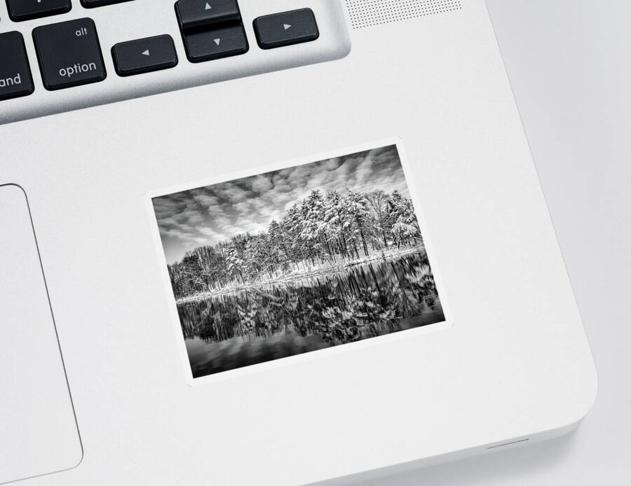 Black And White Sticker featuring the photograph Lake Tighlman in Winter by Addison Likins