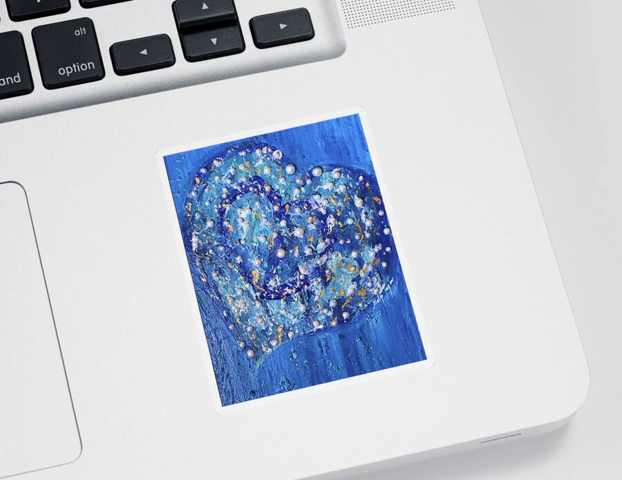 Blue Sticker featuring the painting L'Amour en Bleu by Medge Jaspan